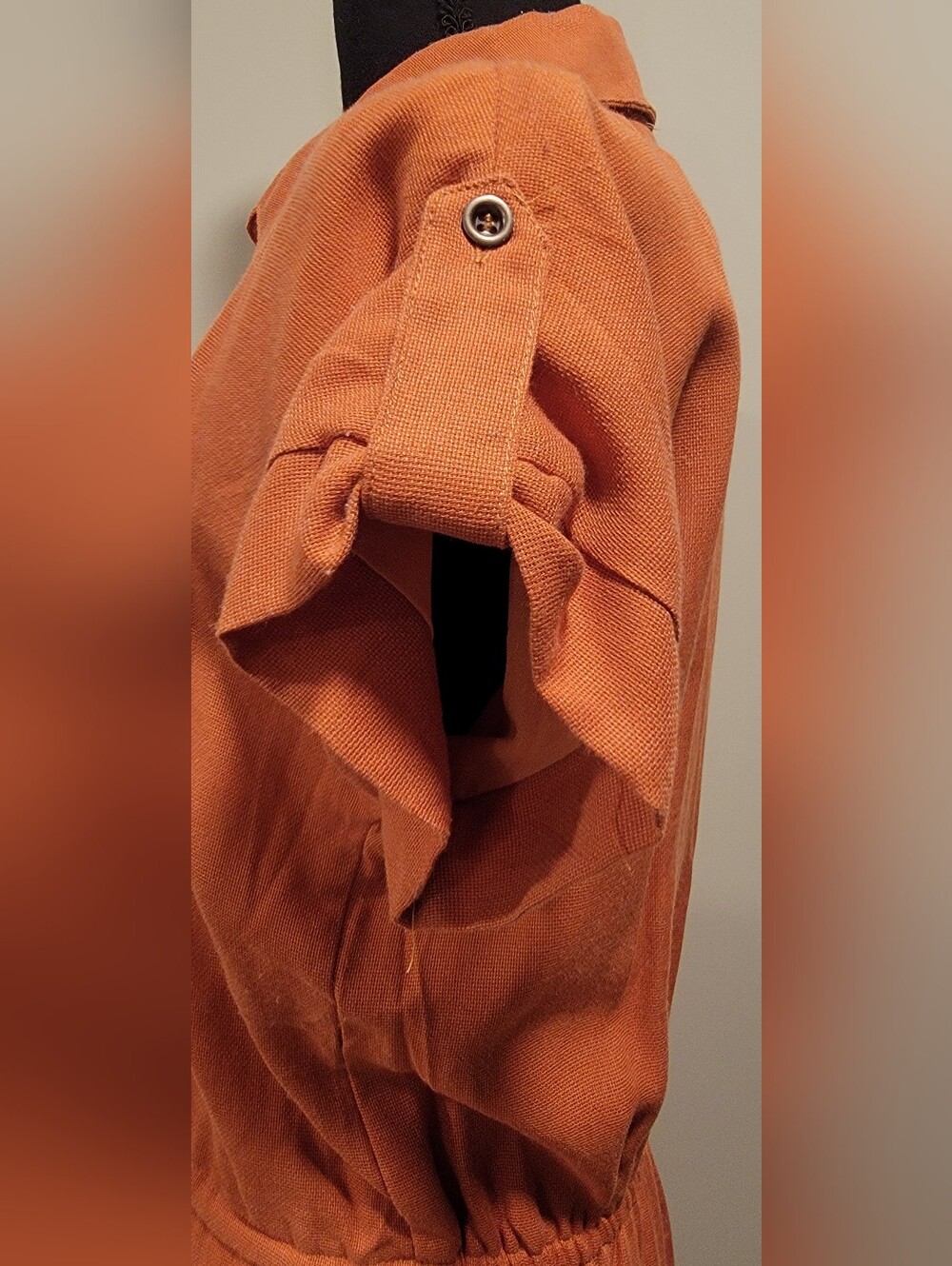 ANDREE BY UNIT Rust Button-Front Drawstring Romper - Picture 3 of 7